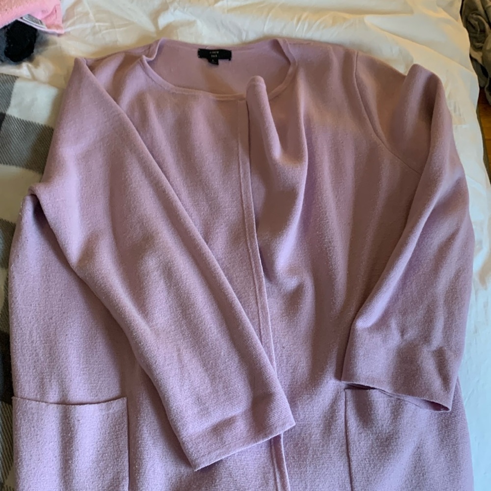 J. Crew lavender Juliette collarless sweater-blazer